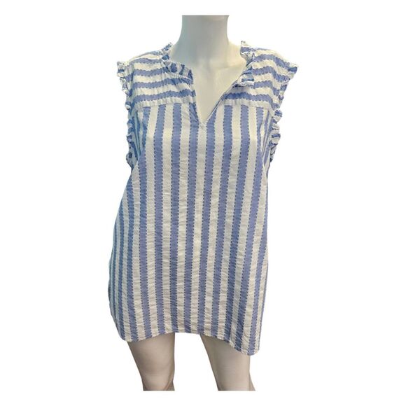 Talbots Blue Striped Top Women's SZ 1X Shell Plus Size Summer - Picture 3 of 9